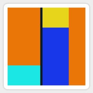 blue orange and yellow abstract minimalist art Sticker